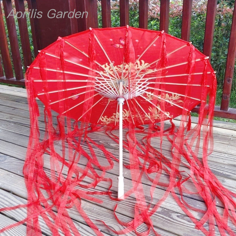 Smart Garden Umbrella - 82cm 붉은 꽃 고대 오일 종이