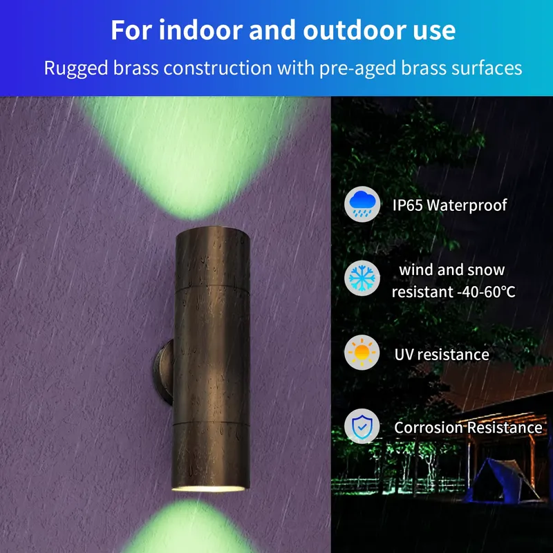 내구성 있는 황동 야외 LED 벽등 IP65 방수 디자 - Smart Garden Design 리뷰 및 가격