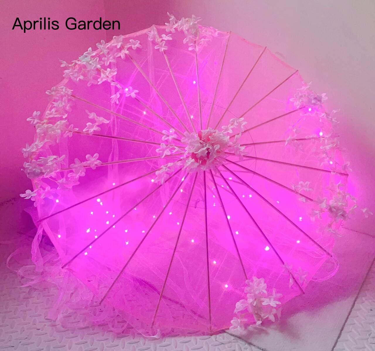 LED 원사 실크 천 레이스 장식 우산, 해변 파라솔  - Smart Garden Umbrella 리뷰 및 가격